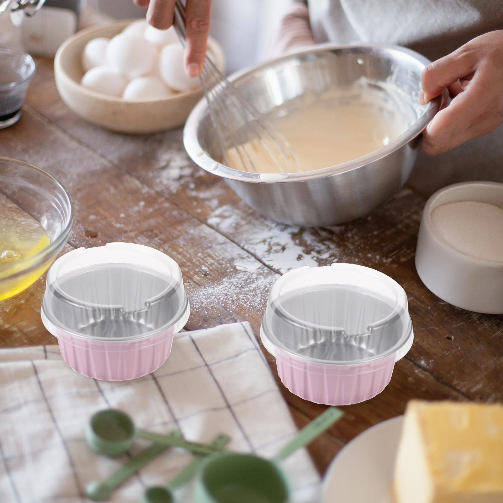 

50 шт., розовые чашки для торта из алюминиевой фольги, 125 мл, вкладыш для кексов, высокая крышка для фритюрницы, духовки, коробки для выпечки в микроволновой печи, контейнеры для еды