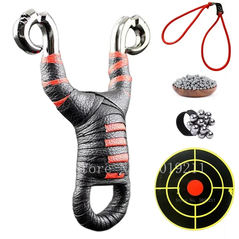 

2023 New Outdoor Hunting Alloy Catapult Package Hunting Can Fish Easy To Carry Shooting Slingshot with Rubber Band