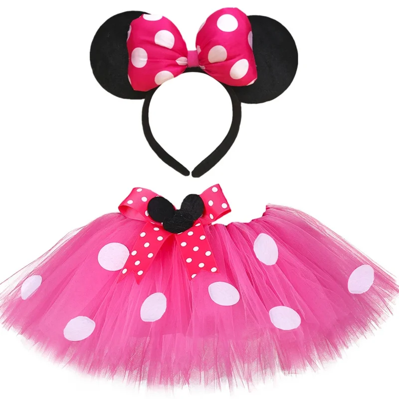 Falda de tutú de Minnie para niña, ropa de tutú, trajes de lunares, faldas de tul para niños pequeños, disfraz de Halloween y cumpleaños