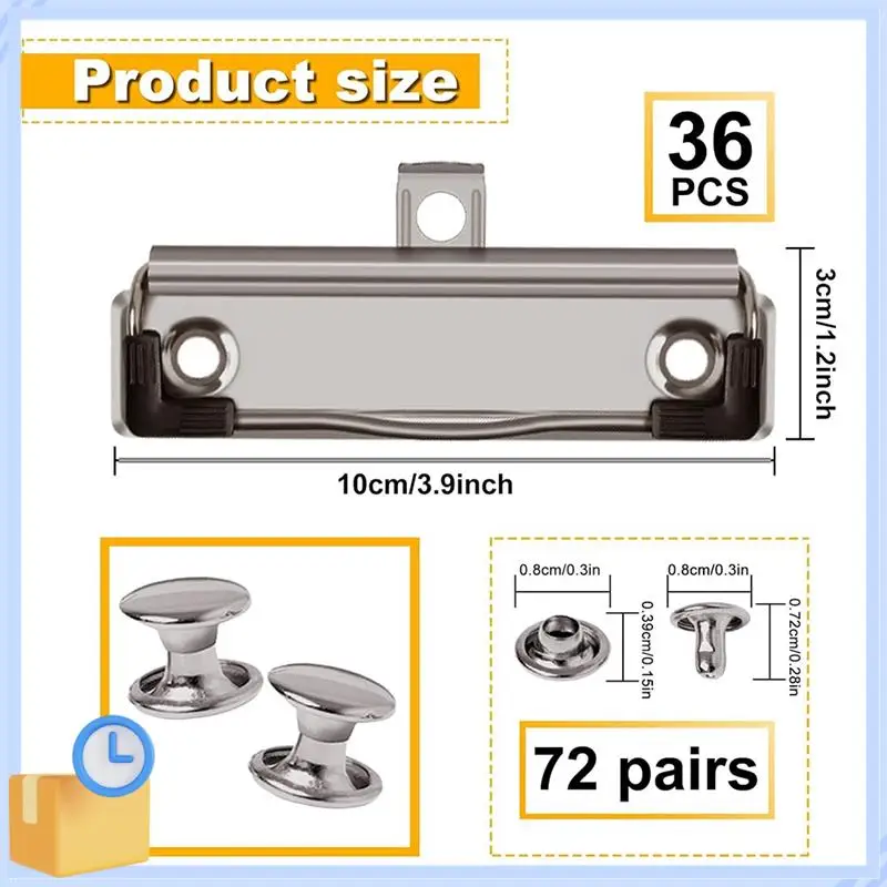 Popular 36 Pack Clipboard Clips With Rivets Mountable Clipboard Clamps For Office, School, Home For Nurse Office Files Craft