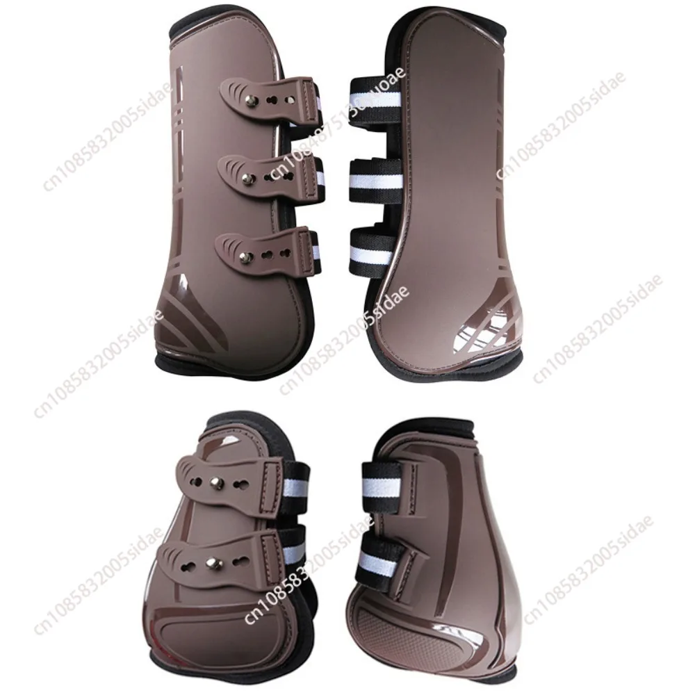 Riding Horse Leg Boots Equestrian Durable Front Hind PU Leather Adjustable Guard Training Protection Wrap Practical Farm Brace