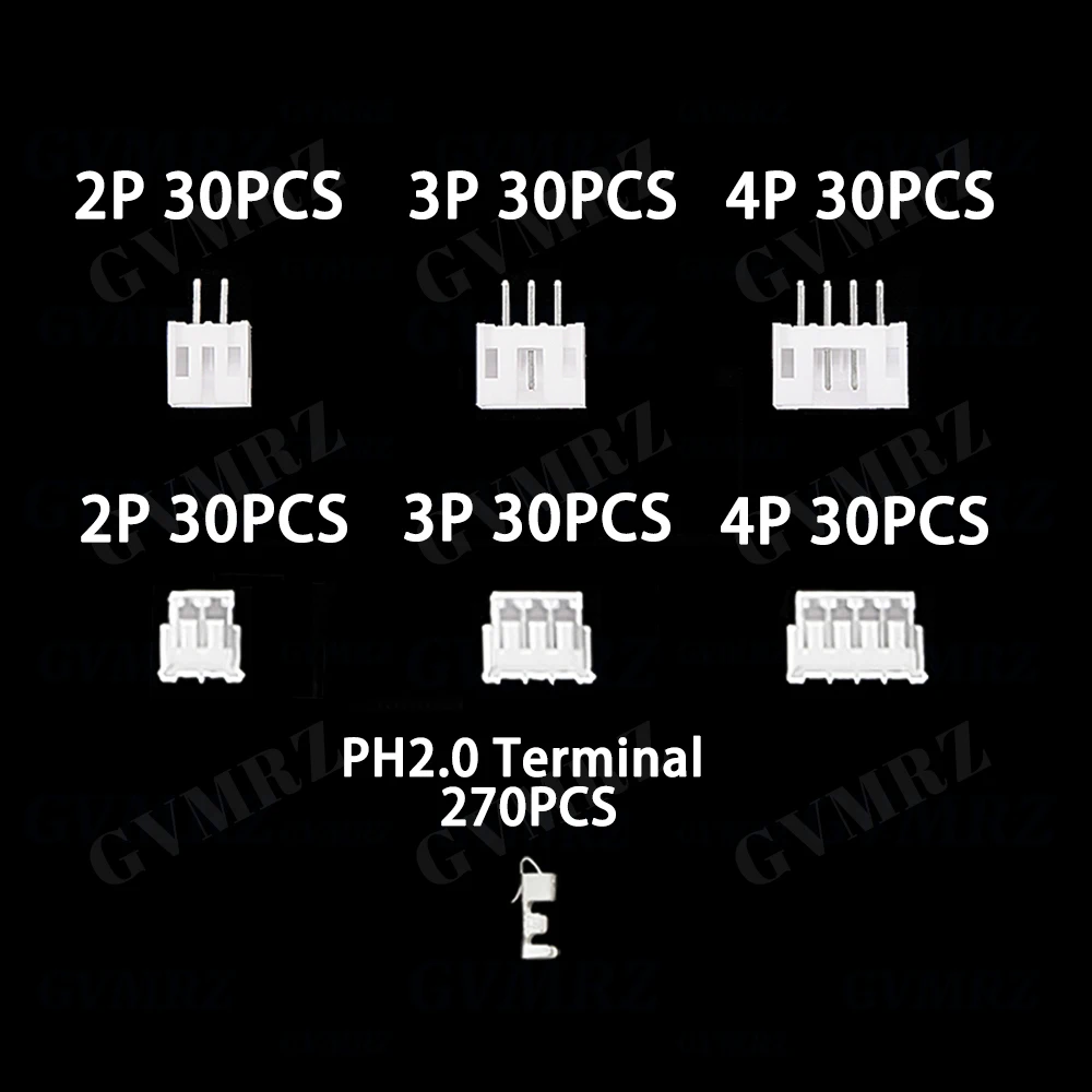 450 قطعة PH2.0 2p 3p 4p دبوس 2.0 مللي متر الملعب محطة عدة الإسكان دبوس رأس JST موصل سلك محول PH أطقم للطابعة ثلاثية الأبعاد