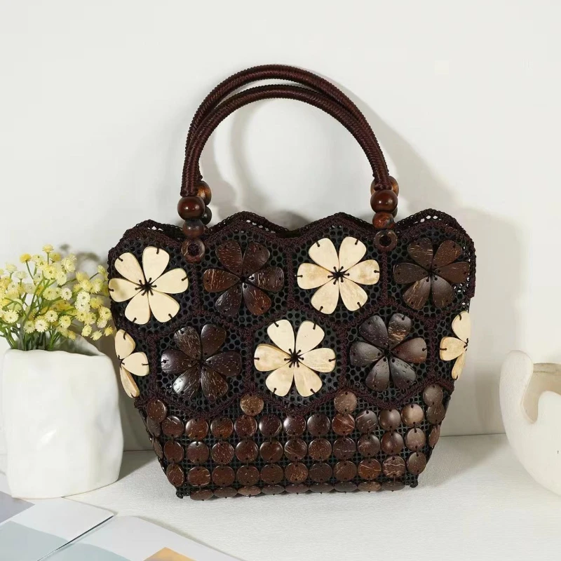

Ethnic Style Bohemian Coconut Shell Women new Bag Handmade Bag Large Capacity Fashion Package Single Shoulder Retro Women Pack
