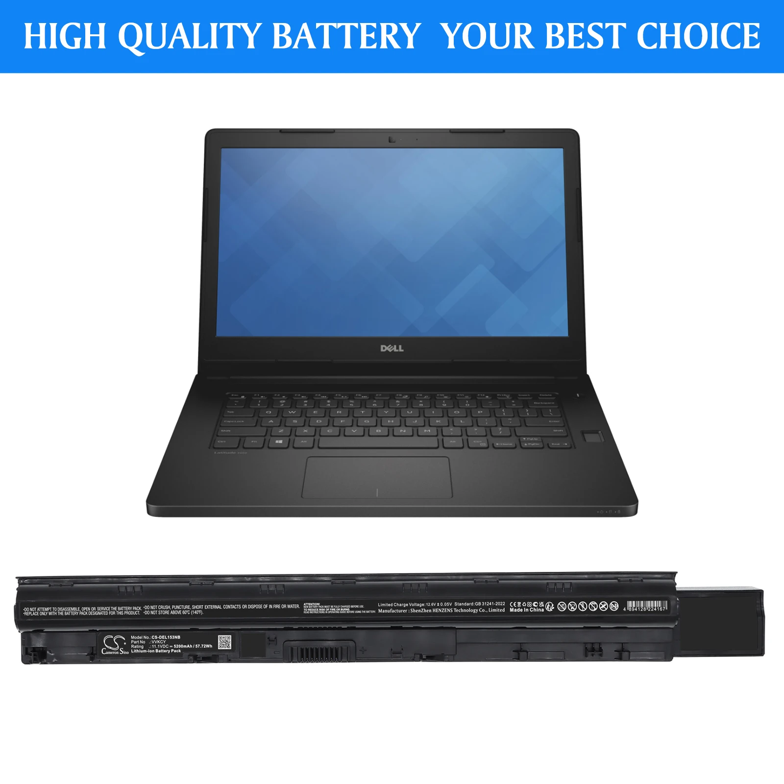 

Replacement 11.1V 5200mAh Laptop Battery 0098N0 02XNYN 098N0 0VVKCY 2XNYN 451-BBPT VVKCY for Dell Latitude 15 3570 3560