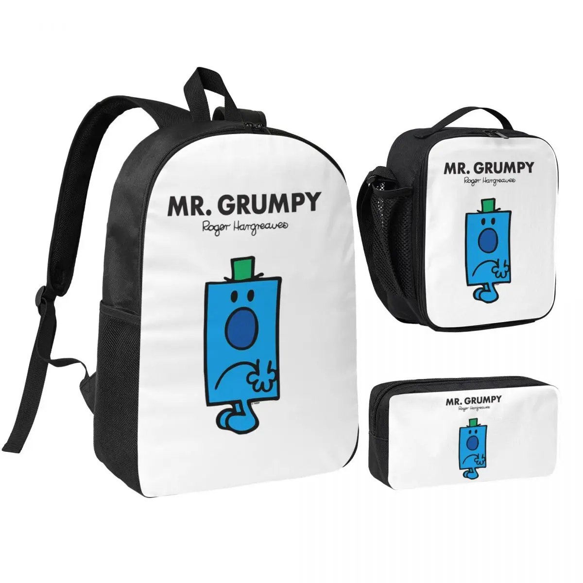 

Mr. Grumpy Backpack Student BookBag School Bag Shoulder Bags 3ps Insulated Lunch Bag Pencil Case