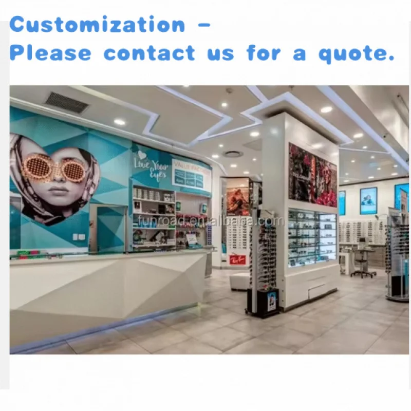 custom.Funroad Optical Eyeglasses Wall Mounted Glasses Display Optical Shop Furniture Eyewear Store