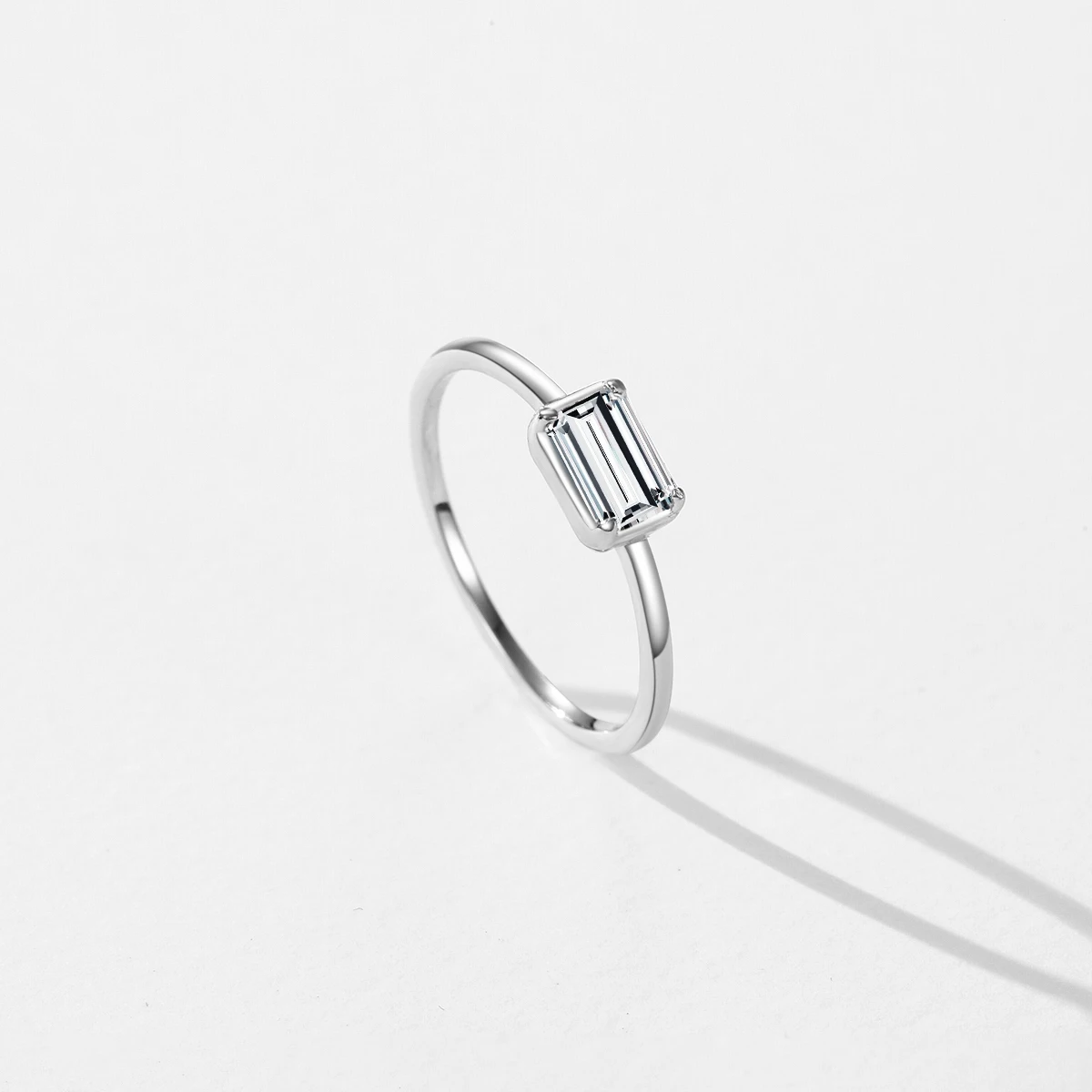 Women's Emerald Cut Rectangle CZ Ring in 925 Silver