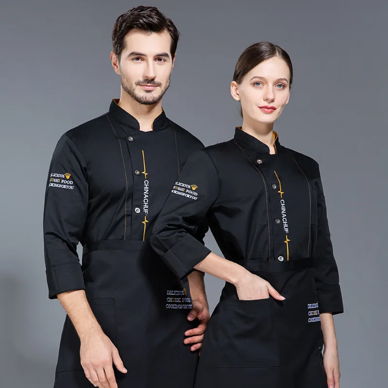 

Fashion Hotel Dining Chef Overalls Long Sleeve Men'S Women'S Autumn And Winter Kitchen Restaurant