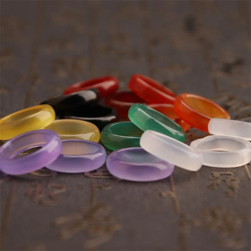 New Hot Fashion New Natural Stone Agate Rings Charms Multi-color Elegant Jewelry Party Gift for Women or Girlfriend High-Quality