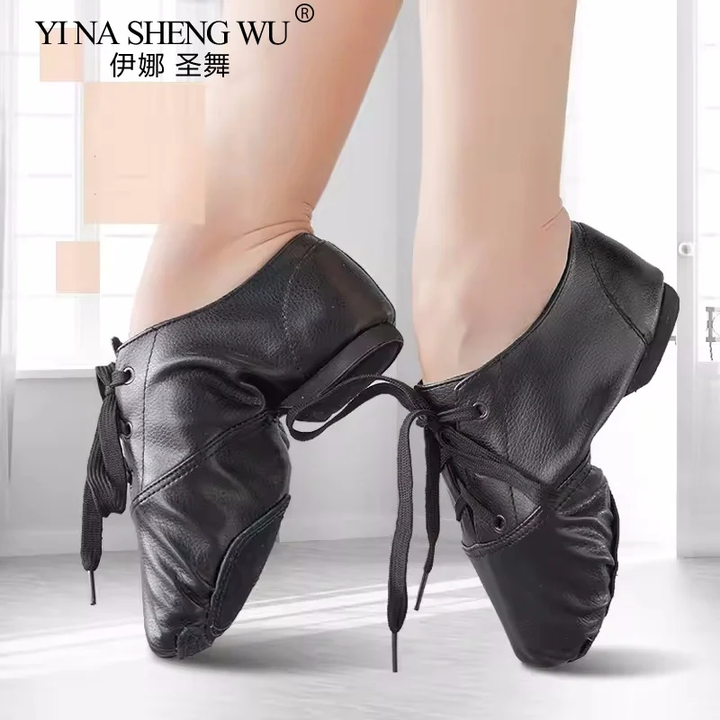 Children and adults sizes 28-45 PU leather shoes, women's dance soft lace up, women's practice teacher ballet jazz shoes - view 2
