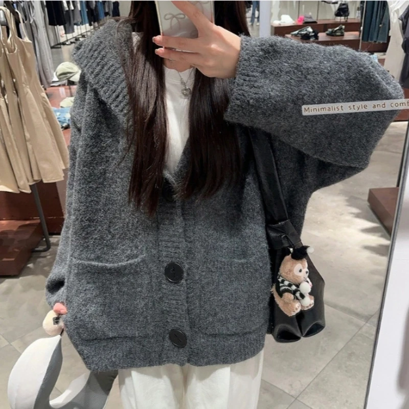 

Knitted Sweater Women's Sweater New Autumn and Winter Korean Version Loose and Versatile Sweater Cardigan Top