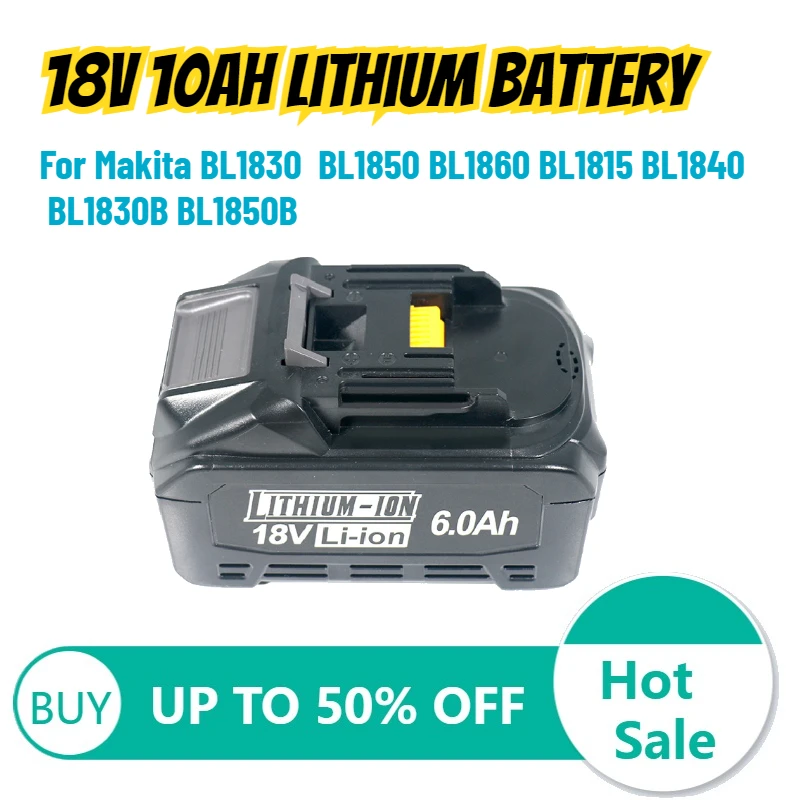 For Makita BL1830  BL1850 BL1860 BL1815 BL1840  BL1830B BL1850B Rechargeable Battery 21700 18V 10Ah Replacement Lithium Battery