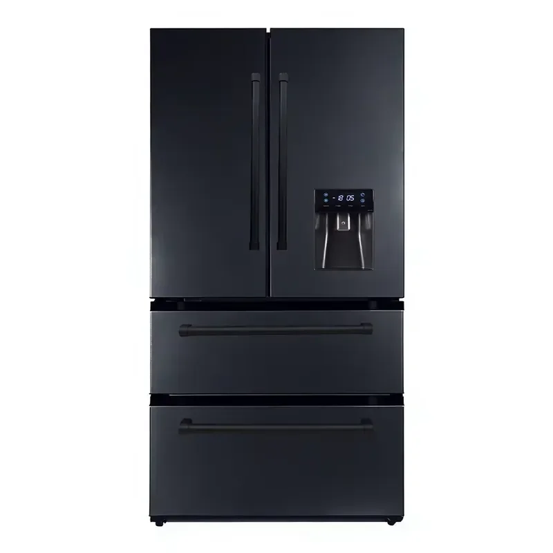French-style 4-door Stainless Steel Frost-Free Electric Refrigerator with Direct Cooling and Water Dispenser