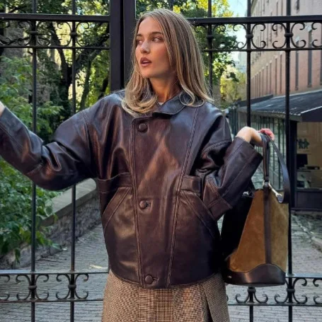 Cappotto da donna retrò Atuumn Jakcet Colletto con risvolto Tasche impiombate a tre bottoni per giacca da moto da donna High Street Chic