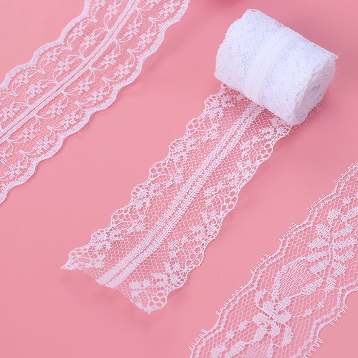 

12PC White Non-elastic Lace Accessories DIY Decorative Strips Embellishment Ribbon Strip Decors (White)