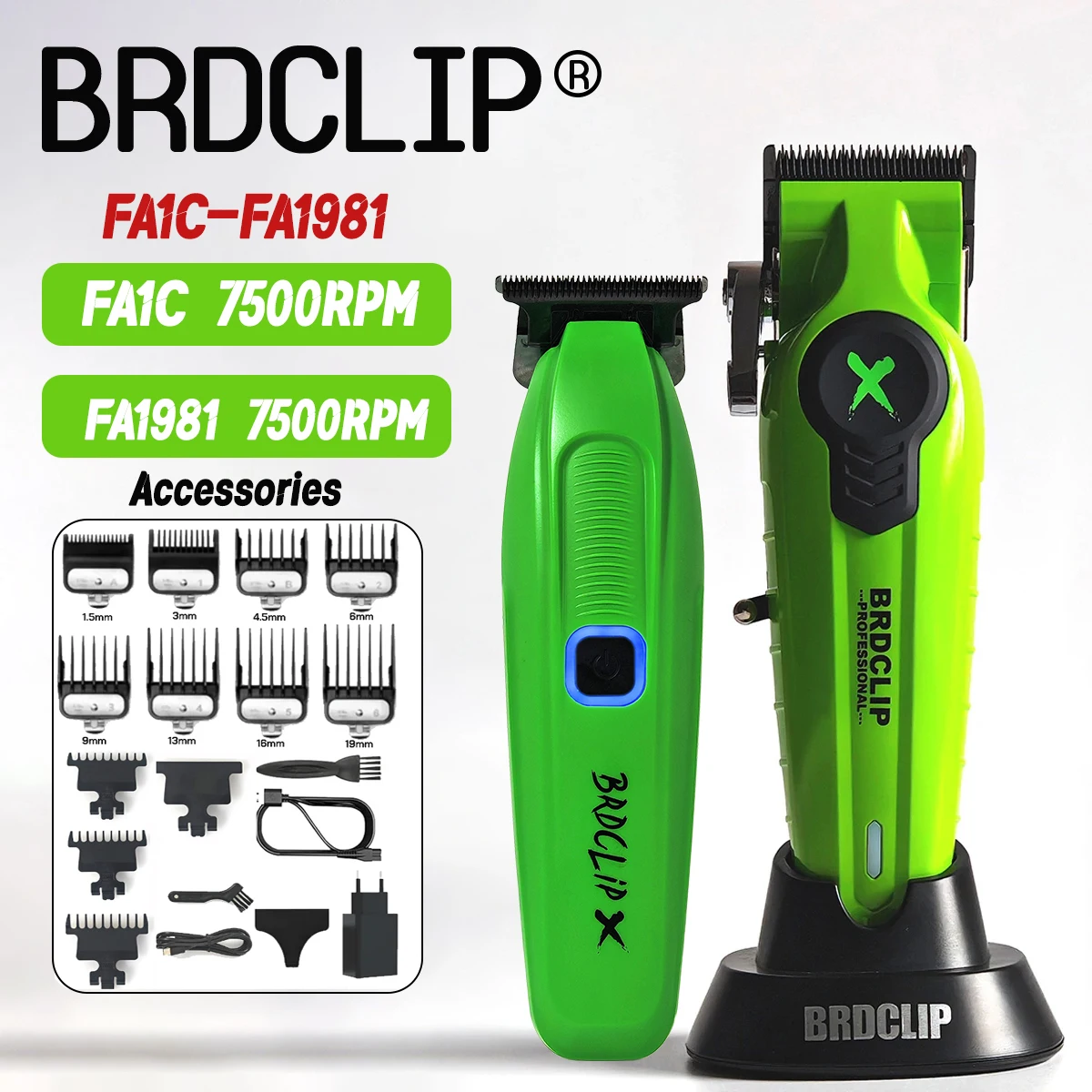 

Профессиональная новая машинка для стрижки волос BRDCLIP FA1C FA1981, парикмахерская машина для резьбы по градиенту, электрический триммер с подставкой для зарядного устройства