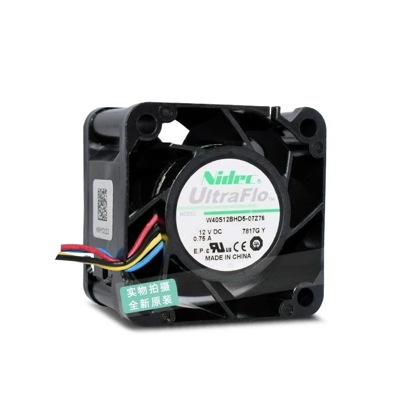 for Nidec W40S12BHD5-07Z76 DC 12V 0.75A 40x40x28mm 4-Wire Server Cooling Fan