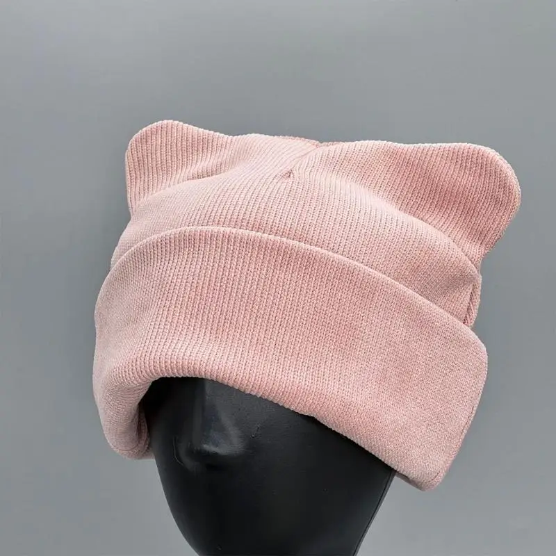 

652F Corduroy Kitten Hats Headdress Photo Props Handmade Headwear Accessories