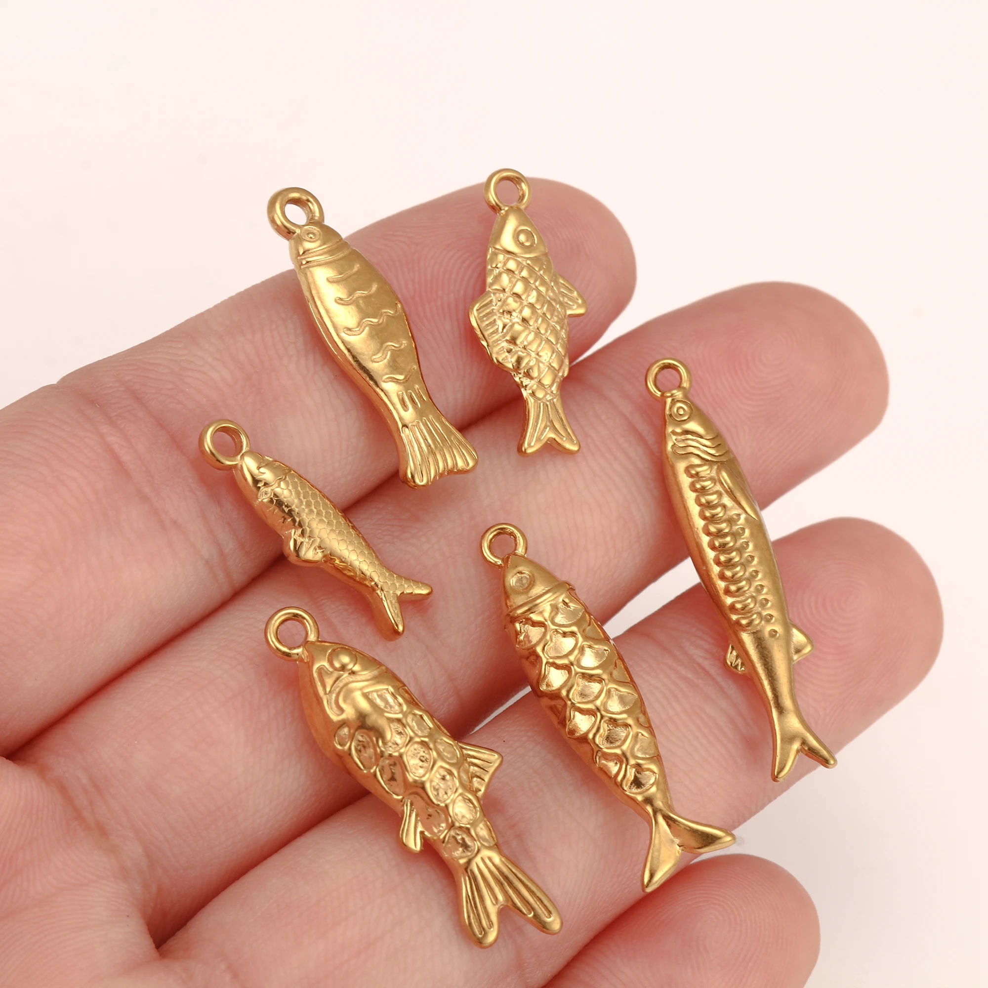 3Pcs Tropical Sea Fish Charms Stainless Steel Marine Animal Fish Pendants Lucky Koi Dangle DIY Necklace Bracelet Jewelry Making
