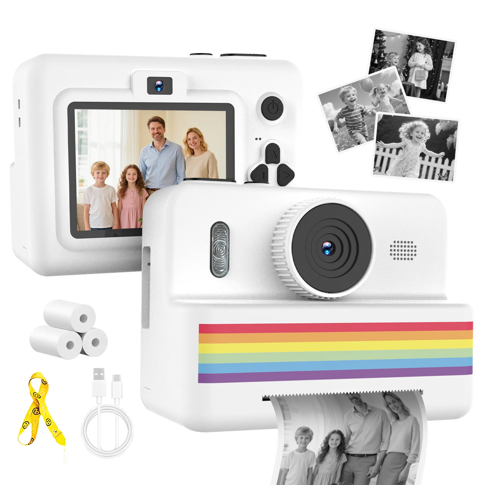 

Детская цифровая камера с мини-принтером, 2,8-дюймовый HD-видеоэкран, портативная термопечать, мгновенная печать фотографий, игрушка для детей, подарок