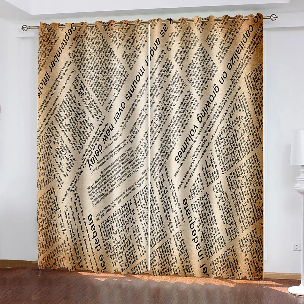 Beautiful Photo Fashion Customized 3D Curtains retro news wallpaper soundproof windproof curtains