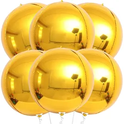 6Pcs Large Gold Foil Balloons 22 Inch Big Gold Round Sphere 4D Metallic Gold Mylar Balloons for Gold Birthday Party Decorations