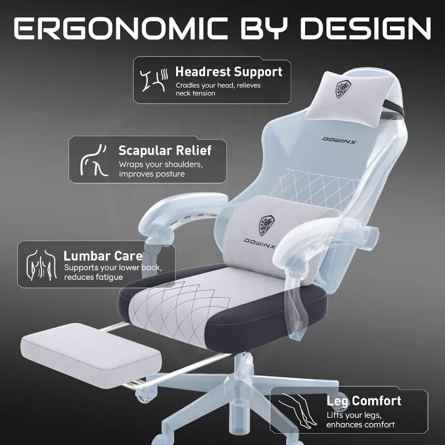 كرسي ألعاب كراسي ألعاب قماشية للبالغين مع وسائد زنبركية للجيب ودعم قطني كرسي كمبيوتر مريح للتدليك wi