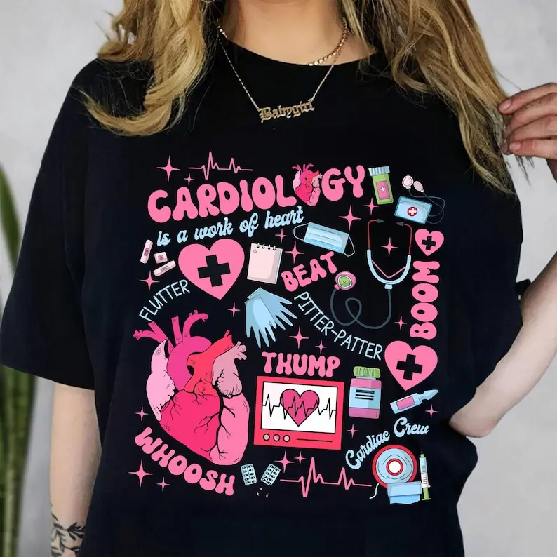 Cardiology Work of Heart Shirt, Colorful Heart Anatomy Nurse Tee, Cardiology Crew Uniform, Med Student Healthcare Worker T-shirt