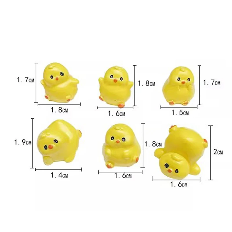 

3/6PCS Resin Ornaments For Auto Interior Dashboard Button Home Bedroom Office Living Room Mini Yellow Chick Car Decoration Gift