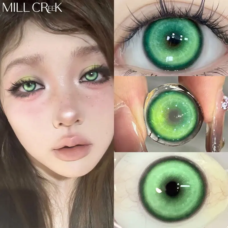 MILL CREEK  Halloween Contact Lenses 1Pair Blue Lenses Cosplay Colored Contacts Green Lens Color Contact Lenses for Eyes Yearly