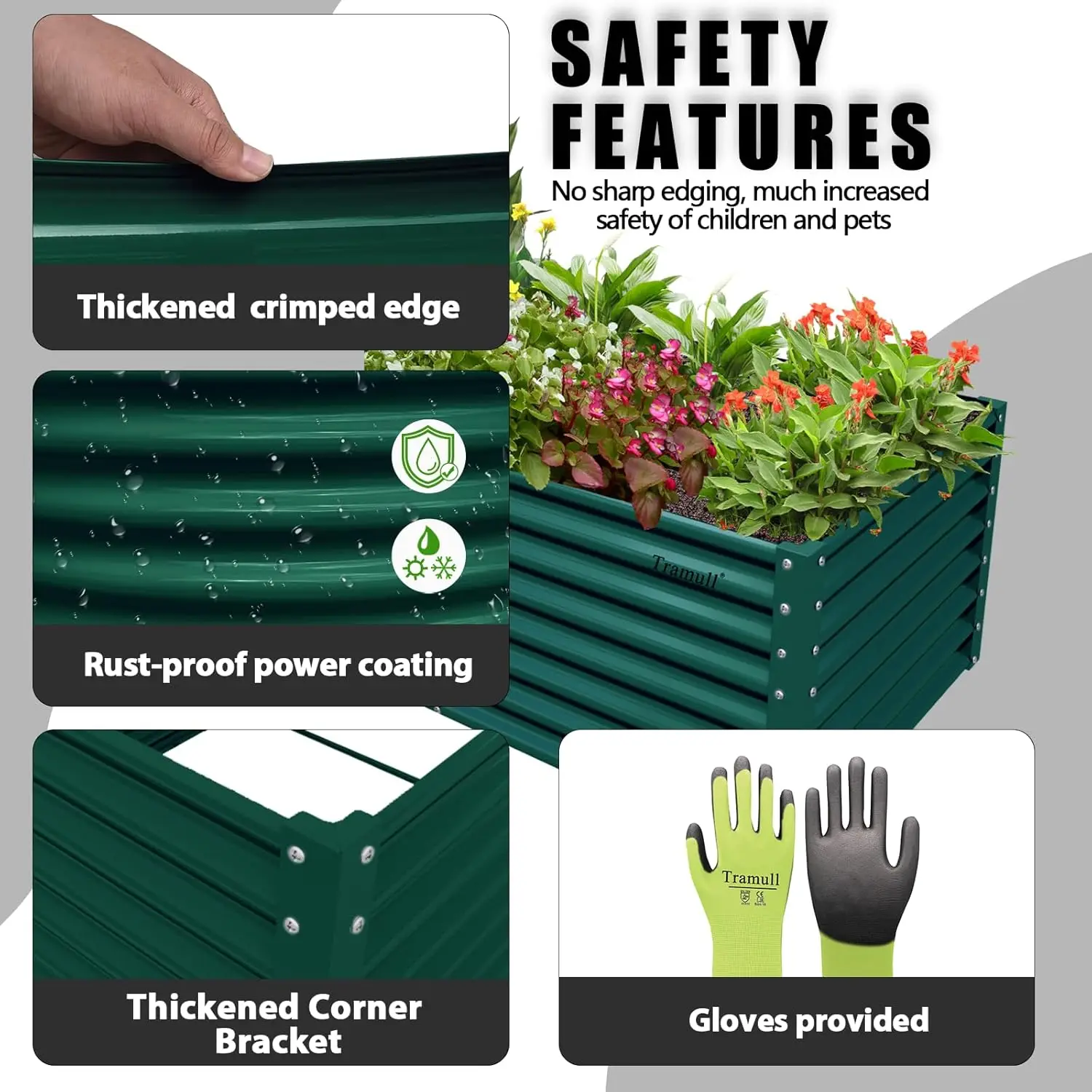 1 Pack 8x3x2FT Galvanized Raised Garden Bed Kit Retangular Metal Ground Planter Box Outdoor Bottomless Planter Raised Beds for V