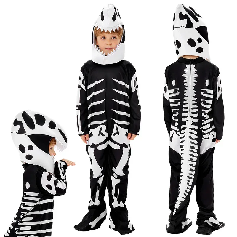 Esqueleto Tiranosaurio Rex Cosplay fantasía niños ropa disfraz de dinosaurio aterrador disfraz adolescente 6 a 14 años trajes de juego de rol