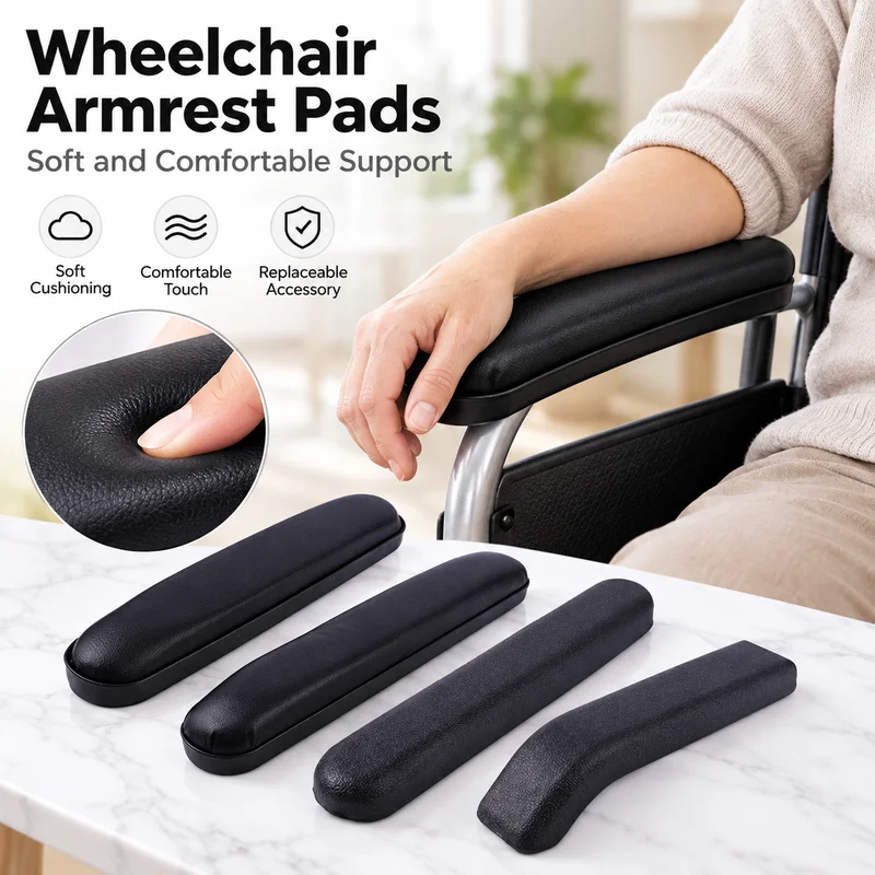 1Pc Sponge Leather Wheelchair Armrest Pad Soft Durable Replacement No Screw Compatible with Most Wheel Chairs