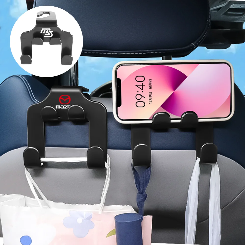 2 шт., подвесные крючки для спинки сиденья автомобиля, кронштейн для хранения телефона для Mazda 2 3 5 6 7 323 626 RX7 RX8 MX3 MX5 Axela Atenza CX-3 MS