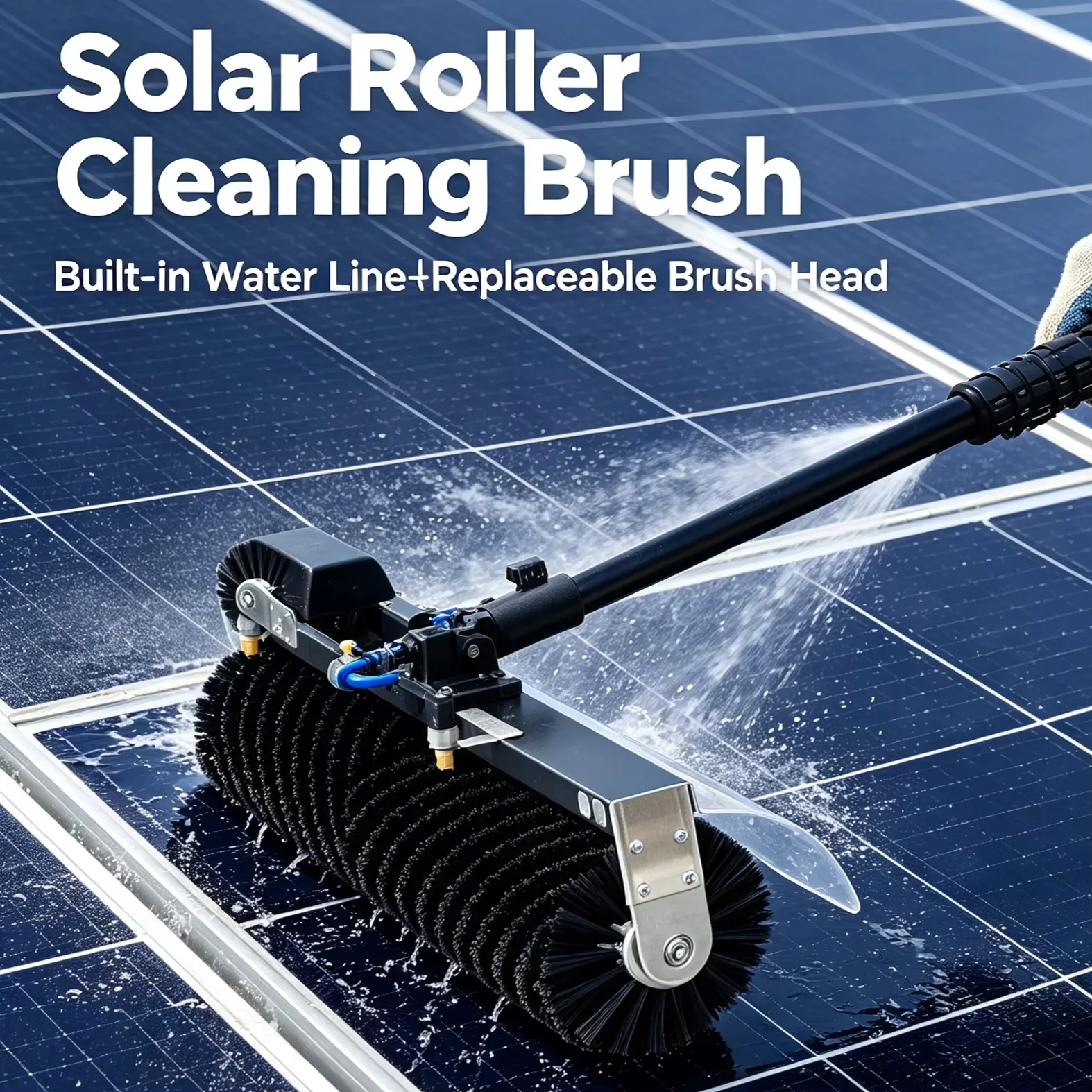 Solar Panel Cleaning Machine System Roller Brush Clean at Warp Speed Electric PV Panel Rotating Cleaning Brushes
