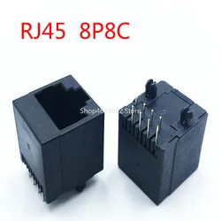 10PCS RJ45 Network Socket Female 5224 8P8C in-line Vertical RJ45 180 Degree Full Plastic