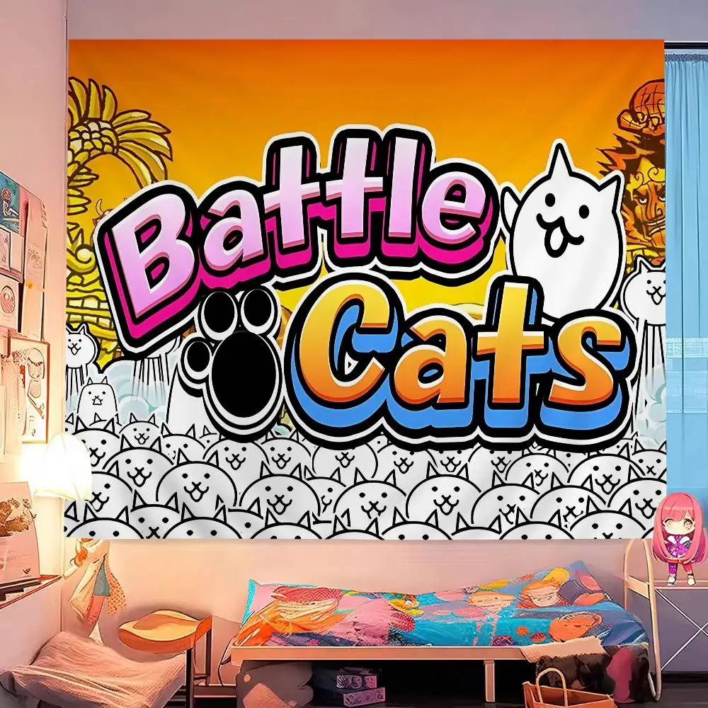 Cute Battle Cats Colorful Tapestry Wall Hanging Bohemian Wall Tapestries Mandala Wall Hanging Sheets