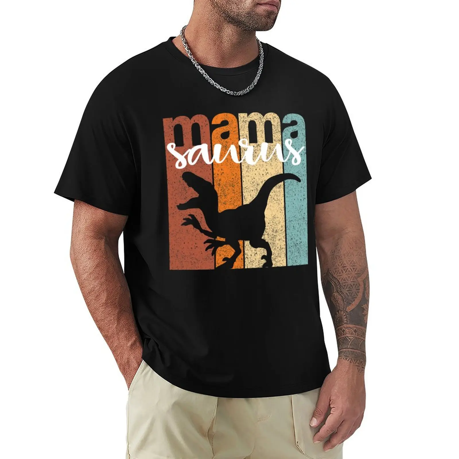 

Mamasaurus Mother's Day T-Shirt Art Pattern Printed Casual Top