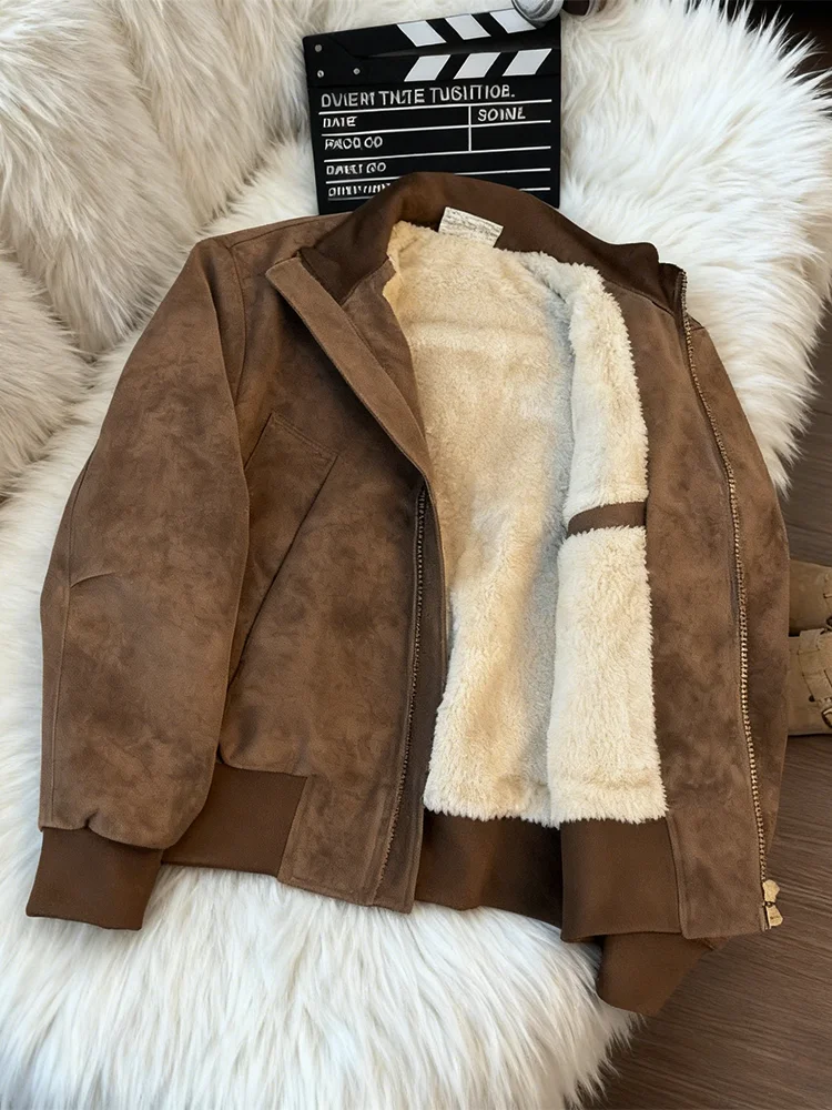 

Утепленная куртка из искусственной кожи с флисовой подкладкой, мужская зимняя теплая куртка из хлопка, повседневная одежда из полиэфирного волокна, приталенный крой