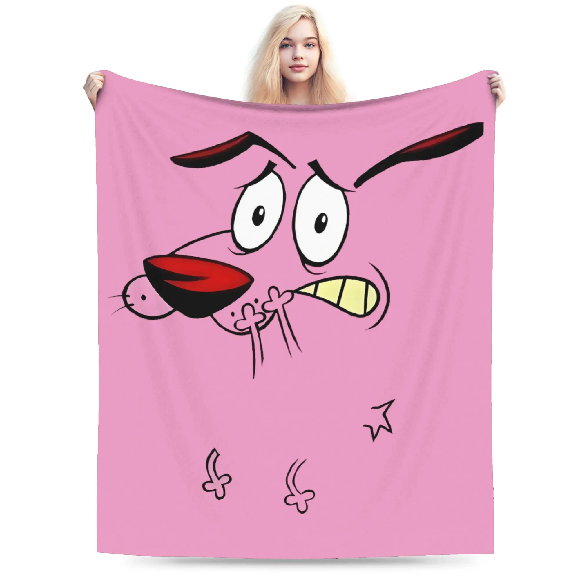 Custom Sofa Fleece Courage Dog Throw Blanket Warm Flannel Animation Blankets for Bed Home Couch Bedspreads