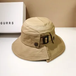 Deisgner Brand Belt Buckle Bucket Hat Spring Summer Women Sunscreen Gorras Japanese Style Fisherman Hat Beach Sun Hats