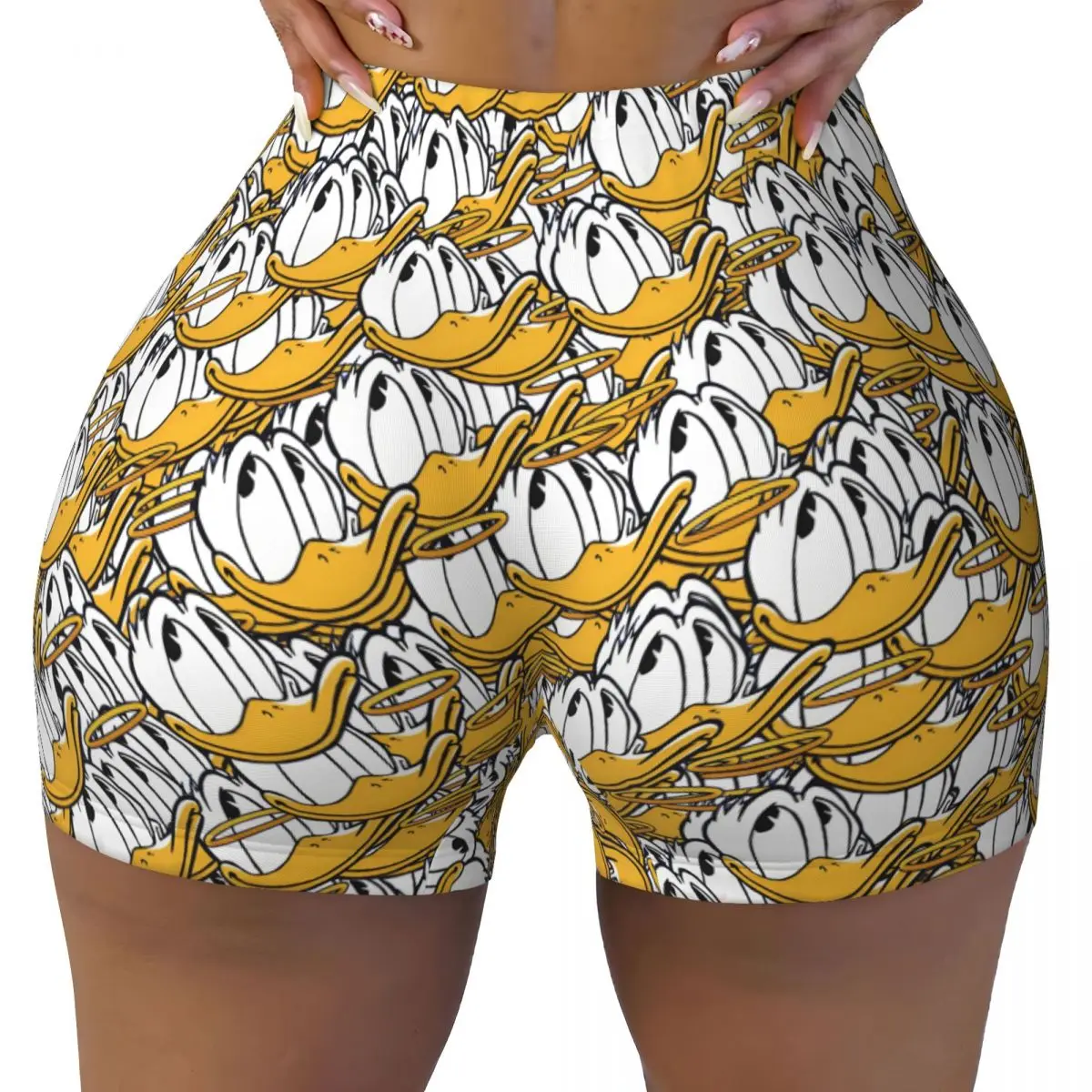 

Женские шорты для йоги с комиксами Дональда Дака на заказ, классические байкерские шорты для спортзала и волейбола