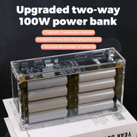 16 Cell IP5389 Two-way Upgraded Acrylic High Capacity 100w No Welding Detachable 18650 Battery Case Fast Charging Power Bank
