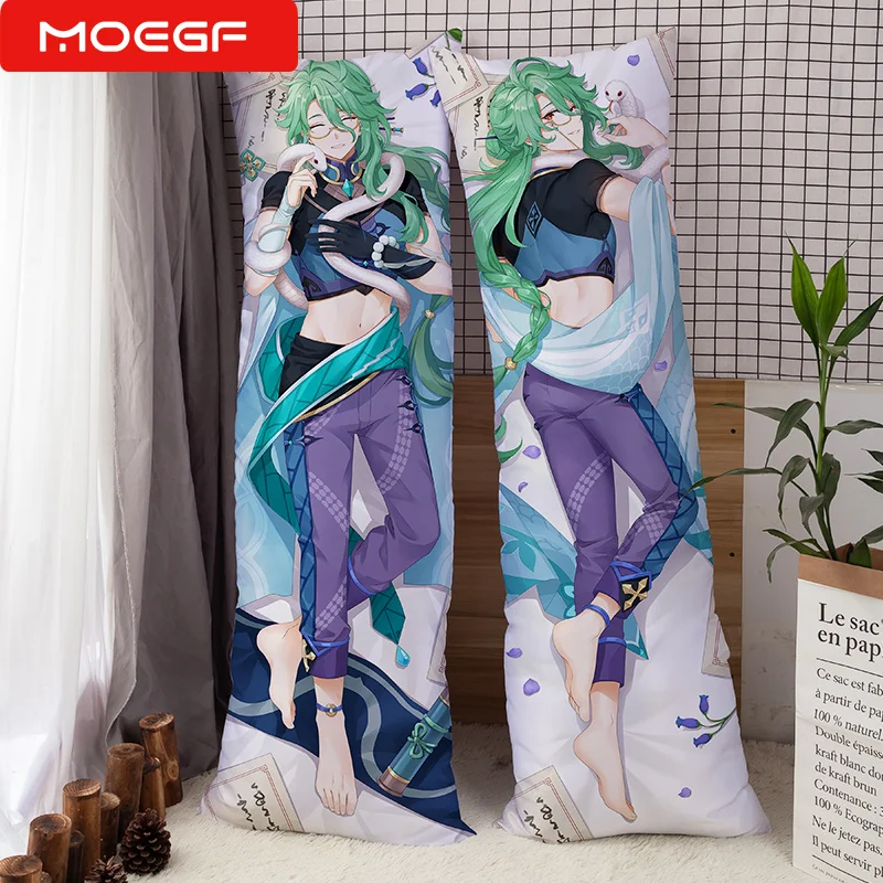 Anime Dakimakura Genshin Impact Body Pillow Cover Case Baizhu R18 Cosplay Double-Sided Hugging Pillowcase