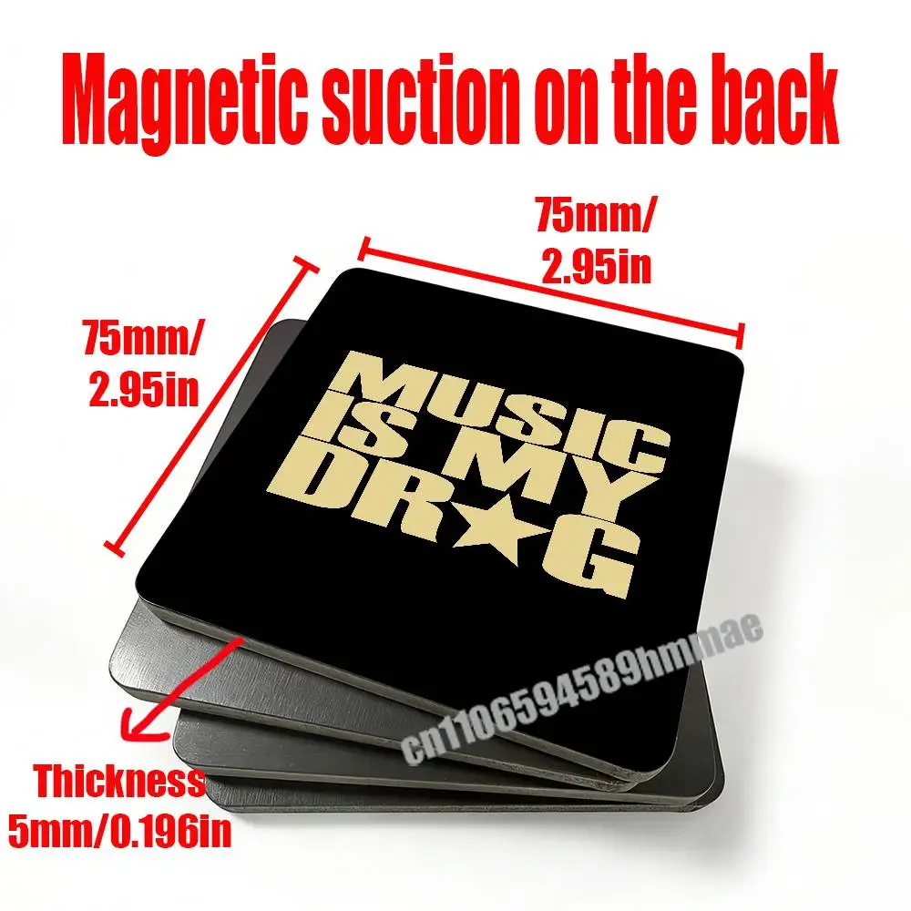 

MUSIC IS MY DRUG Fridge Freezer Refrigerator Magnets Kitchen Metal Cabinet Magnetic Sticker Suction Attraction Card