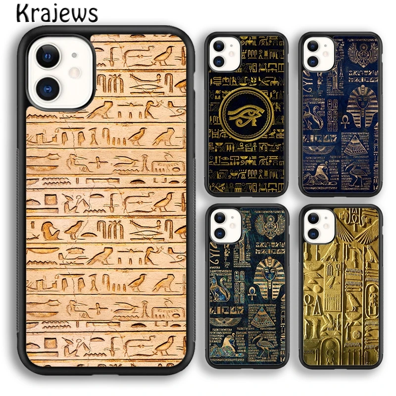 Krajews Ancient Egyptian Hieroglyphic Soft Phone Case Cover For iPhone 16 15 SE2020 14 7 8 plus 11 12 13 pro max coque Fundas