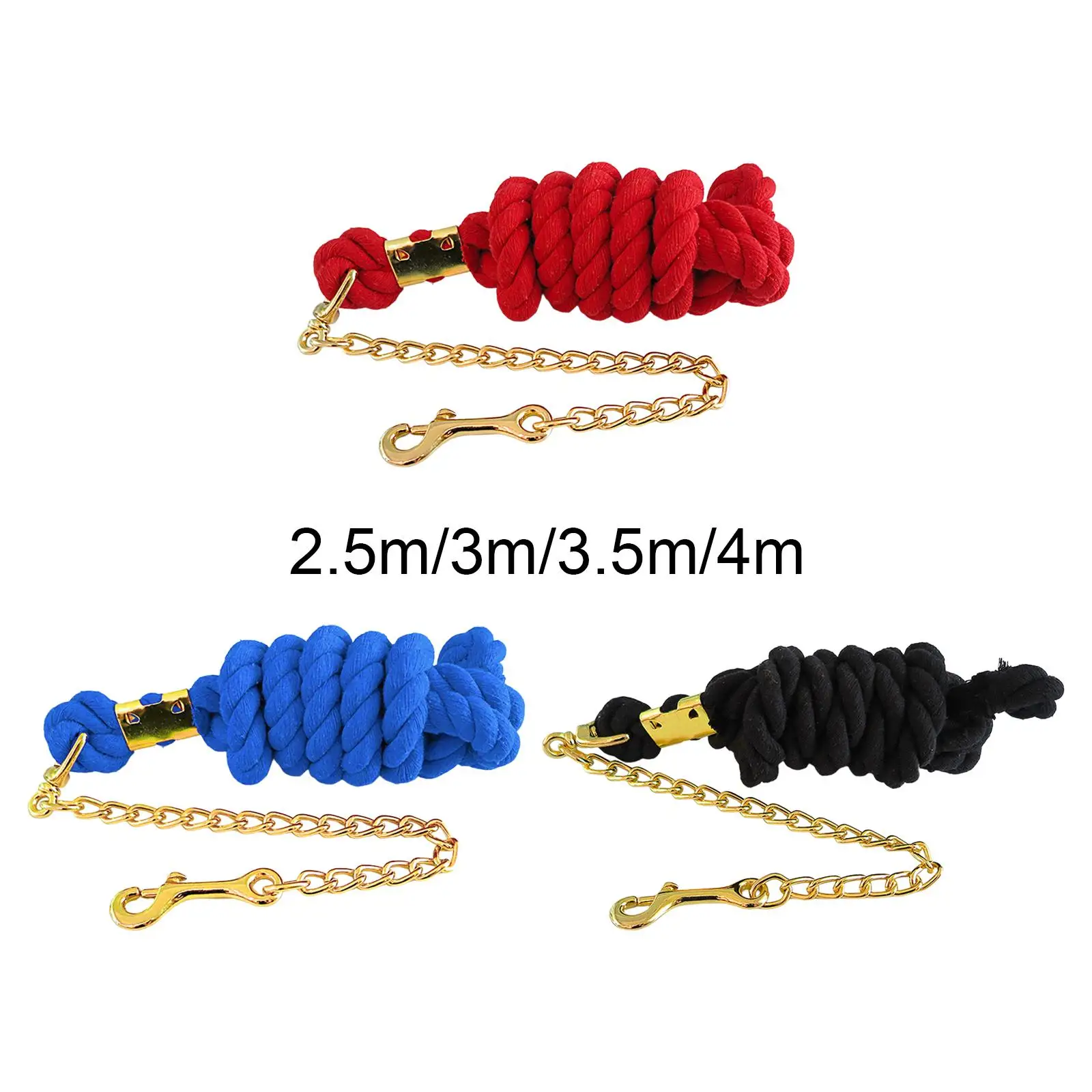 Braided Cotton Horse Leading Rope with Chain Heavy Duty Snap Accessory