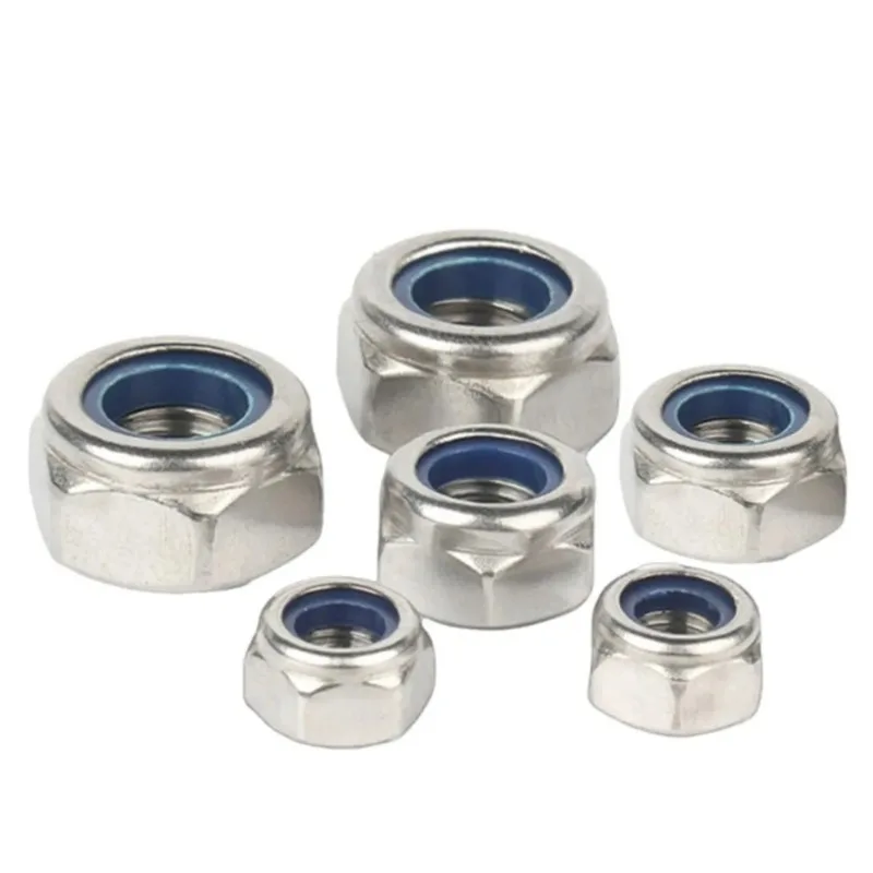 Nylon Lock Nuts M2 M2.5 M3 M4 M5 M6 M8 M10 M12 M14 M16 M20 304 Stainless Steel Hexagon Anti-Slip Automatic Lock Nut DIN985