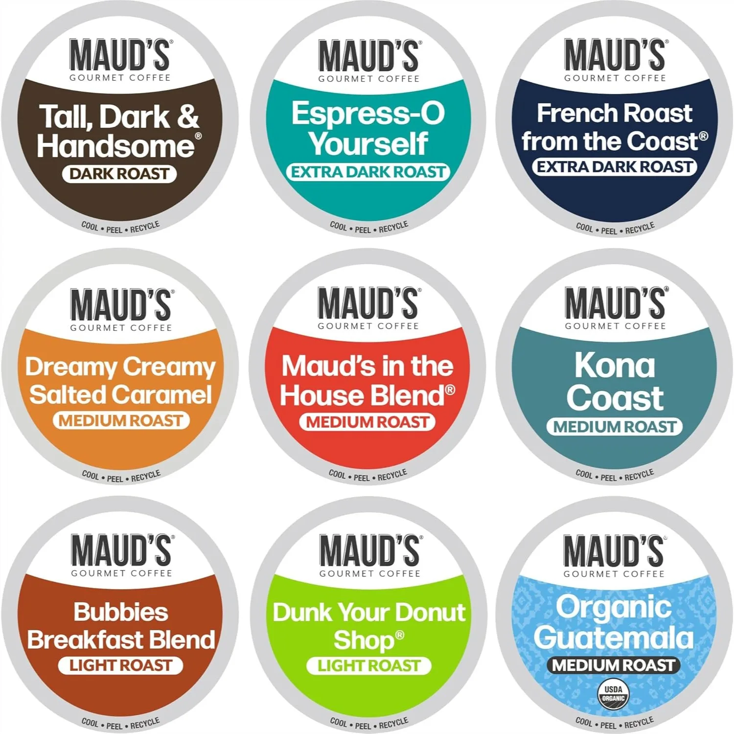 

Coffee Pods Variety Pack, 80 ct, 9 Assorted Roasts, Dark & Medium Roast, 100% Arabica, Compatible with Keurig K Cups
