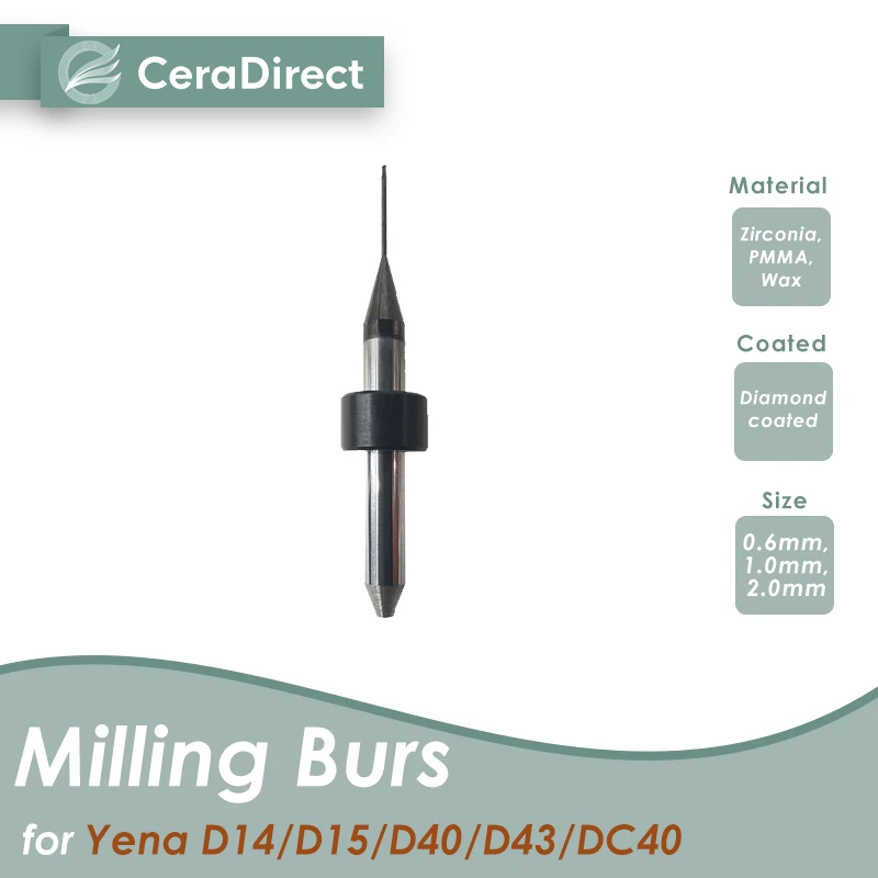 

Milling burs for Yena D14 D15 D43 D40 DC40 Milling Machine--CADCAM for Zirconia/PMMA/Wax Milling Burs Cutters (2Pieces)